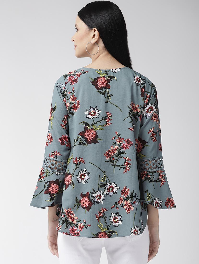 bell sleeved floral top - 16642866 - Zoom Image - 3