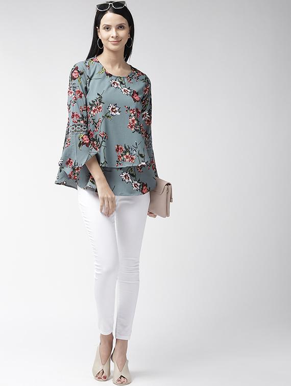bell sleeved floral top - 16642866 - Zoom Image - 4