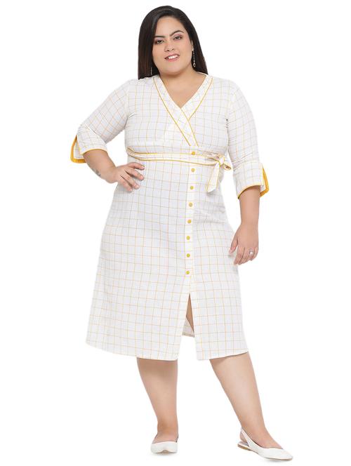 tie front checkered a-line dress - 16642944 - Standard Image - 1