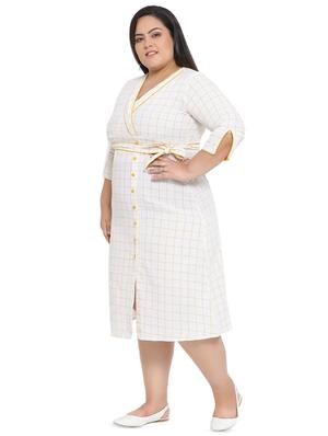 tie front checkered a-line dress - 16642944 - Standard Image - 2