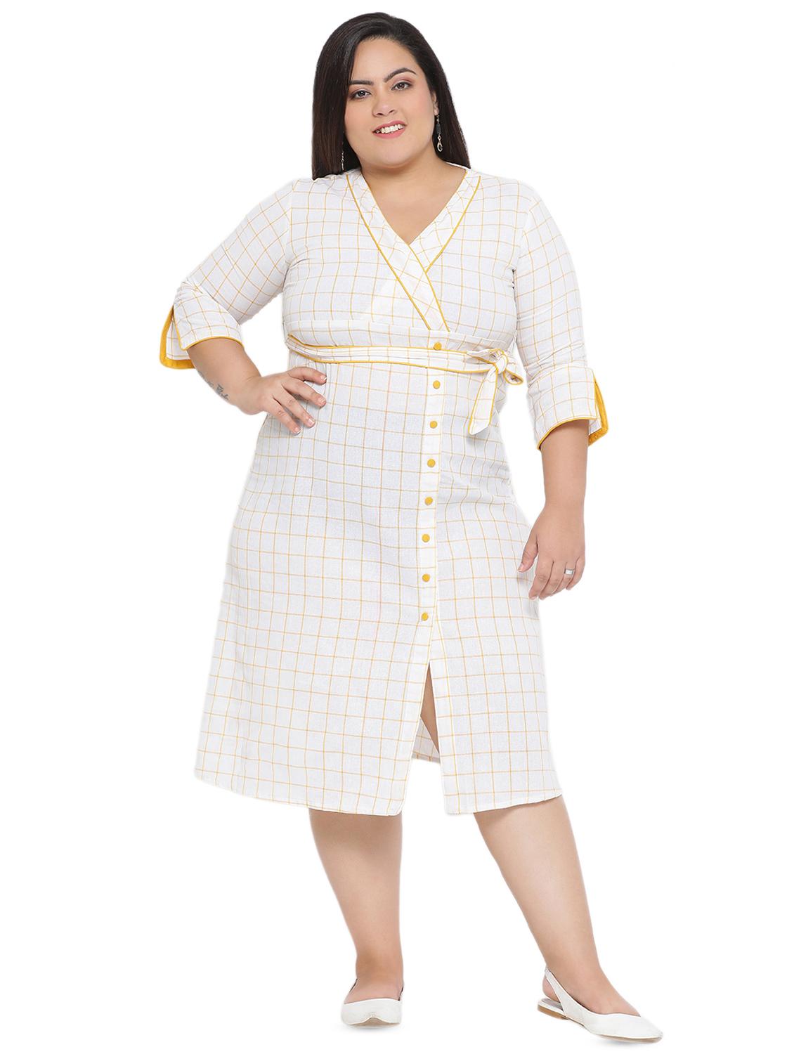 tie front checkered a-line dress - 16642944 - Zoom Image - 1