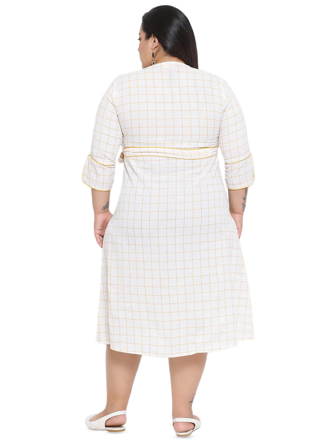 tie front checkered a-line dress - 16642944 - Zoom Image - 3