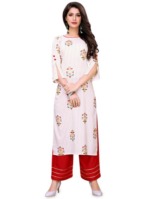 block print straight kurta - 16643051 - Standard Image - 1