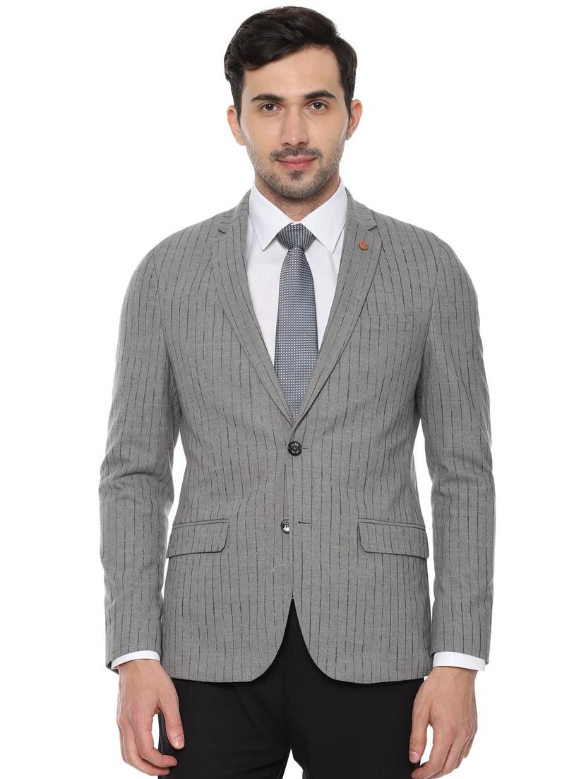 grey striped casual blazer - 16643071 - Zoom Image - 1