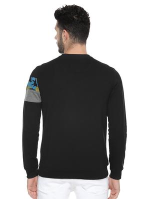 black cut & sew chest print sweatshirt - 16643131 - Standard Image - 2