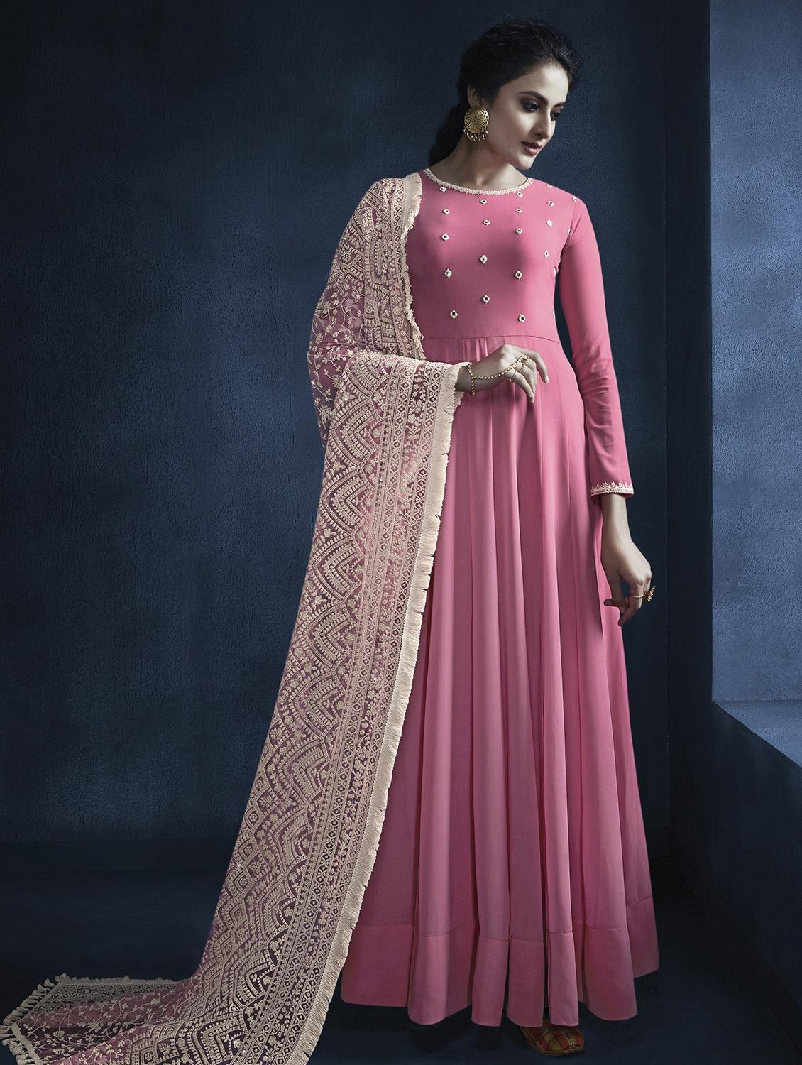solid anarkali semi-stitched suit - 16643184 - Zoom Image - 1