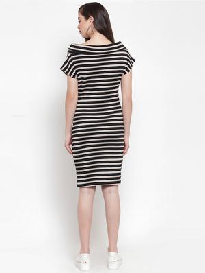 off shoulder striped sheath dress - 16643434 - Standard Image - 3
