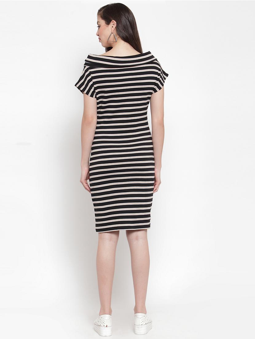 off shoulder striped sheath dress - 16643434 - Zoom Image - 3