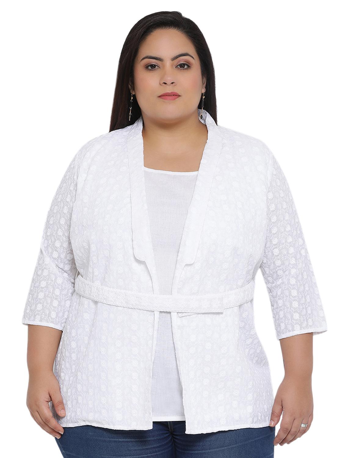 embroidered detail belted tunic with jacket - 16643526 - Zoom Image - 1