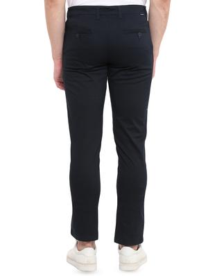 navy blue solid chinos - 16643822 - Standard Image - 3