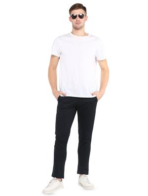 navy blue solid chinos - 16643822 - Standard Image - 4