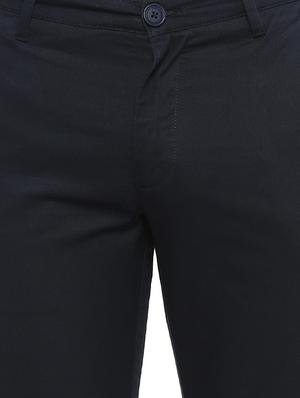 navy blue solid chinos - 16643822 - Standard Image - 5