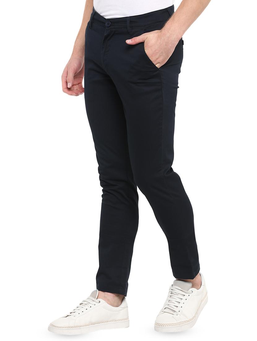 navy blue solid chinos - 16643822 - Zoom Image - 2