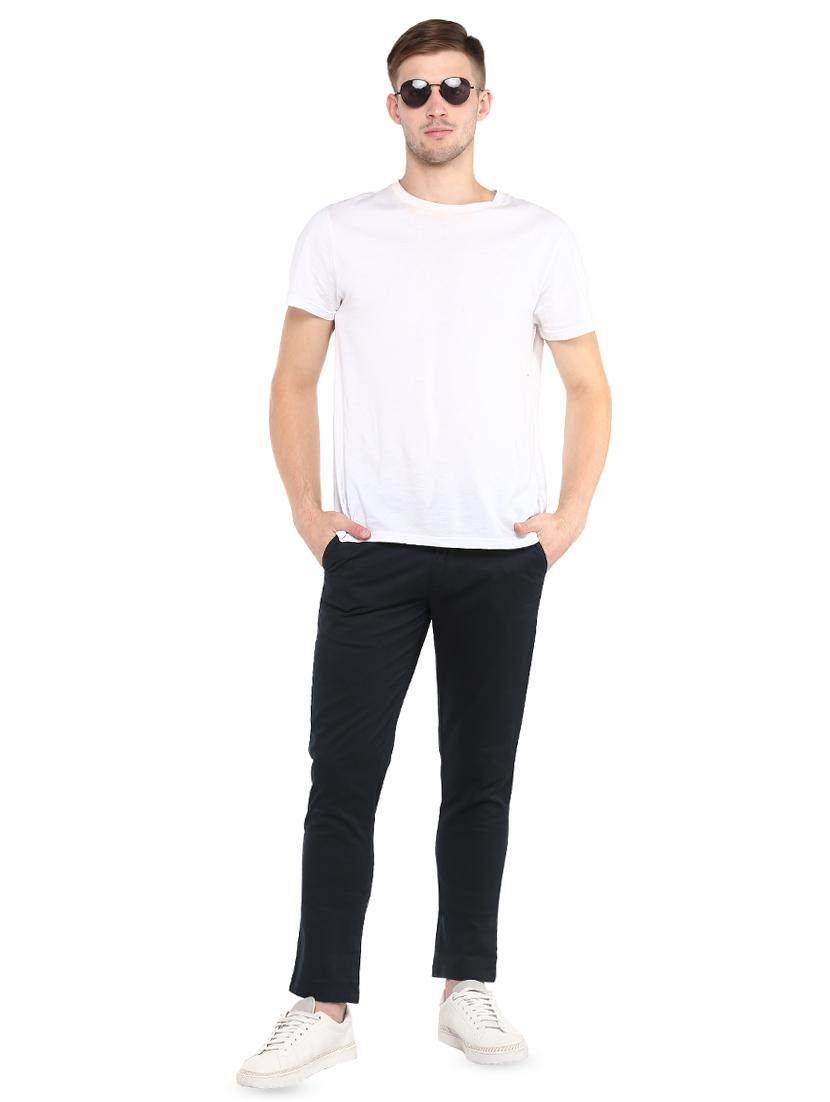 navy blue solid chinos - 16643822 - Zoom Image - 4