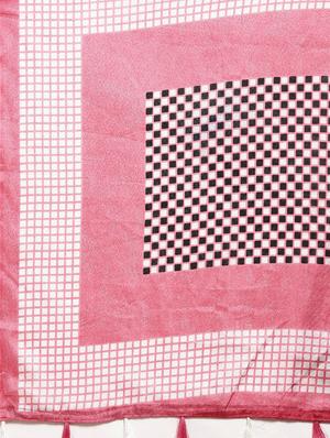 solid checkered printed saree with blouse - 16643858 - Standard Image - 4