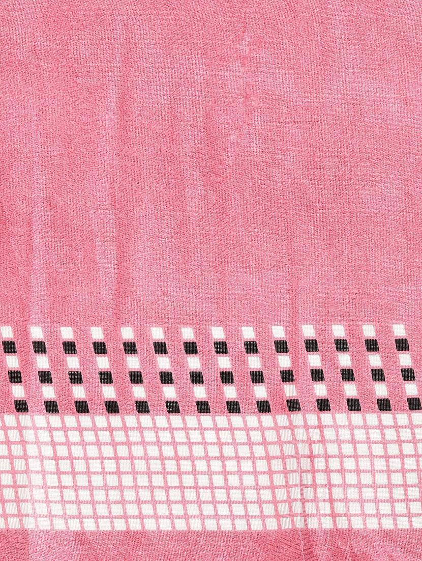 solid checkered printed saree with blouse - 16643858 - Zoom Image - 5