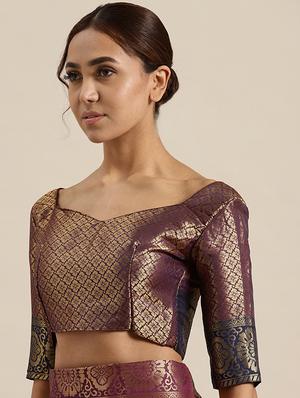 self-design woven saree with blouse - 16643865 - Standard Image - 3