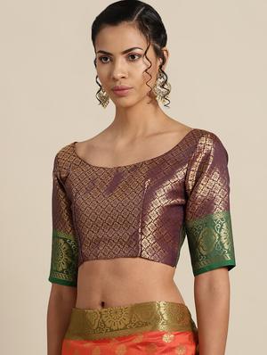 floral woven saree with blouse - 16643866 - Standard Image - 3