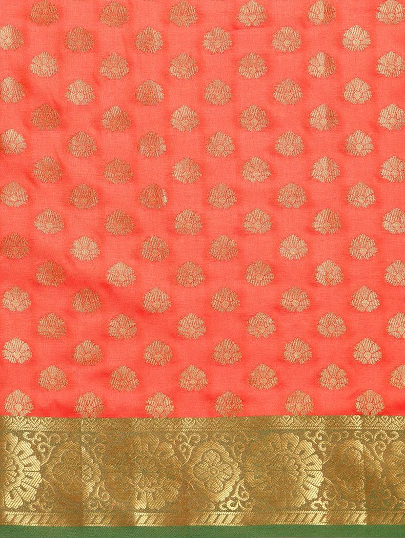 floral woven saree with blouse - 16643866 - Zoom Image - 4
