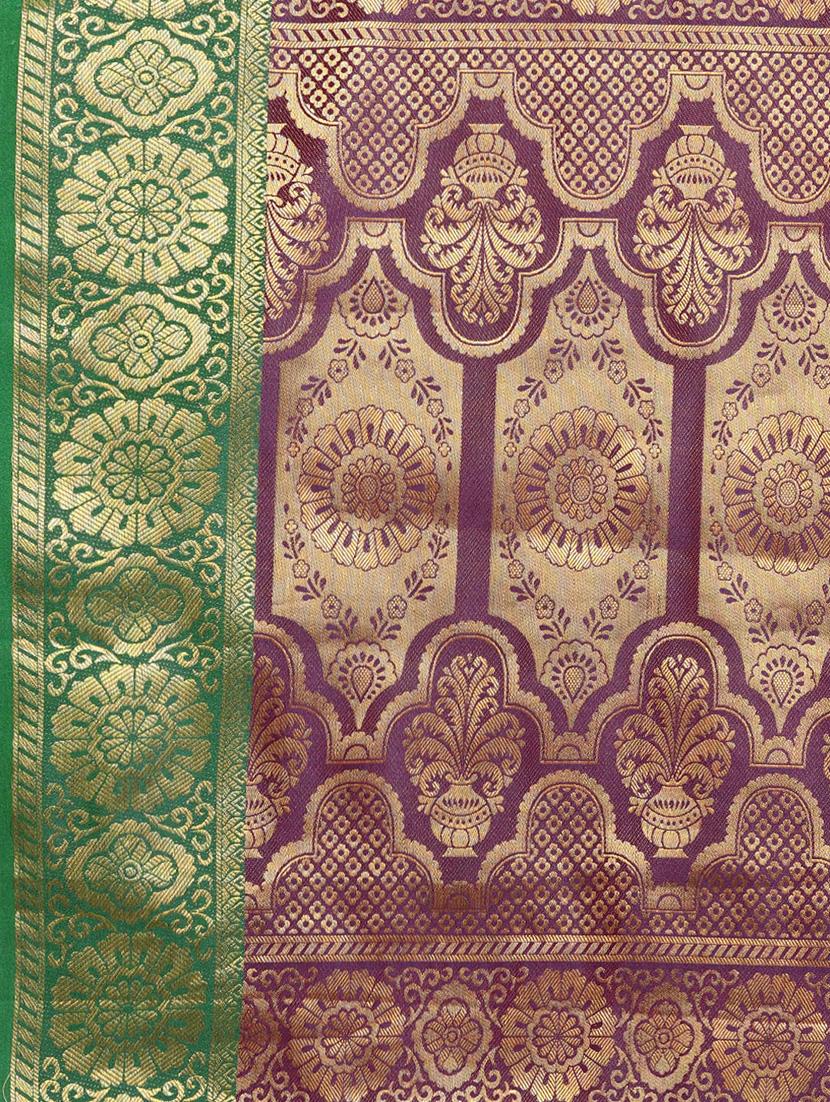 floral woven saree with blouse - 16643866 - Zoom Image - 5