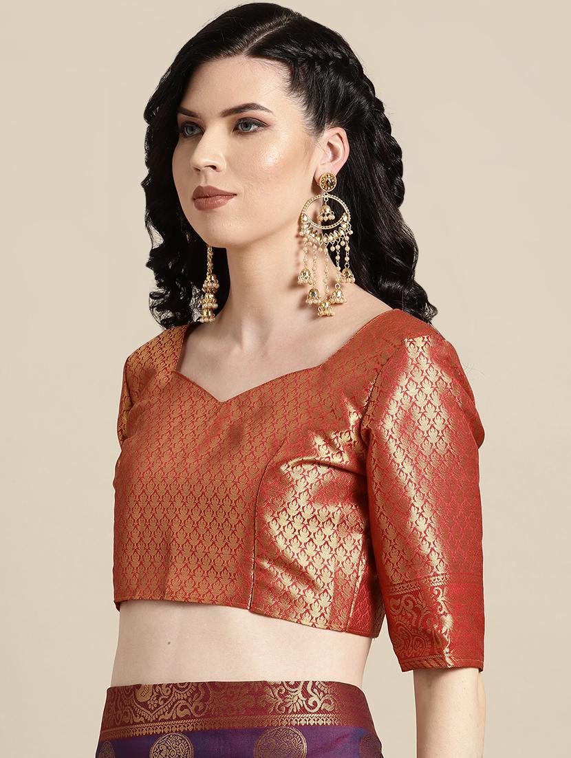 geometrical printed saree with blouse - 16643868 - Zoom Image - 3