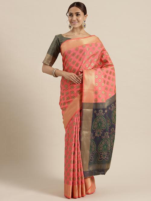 self-design woven saree with blouse - 16643872 - Standard Image - 1