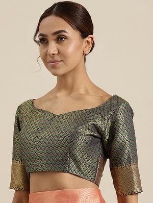 self-design woven saree with blouse - 16643872 - Standard Image - 3