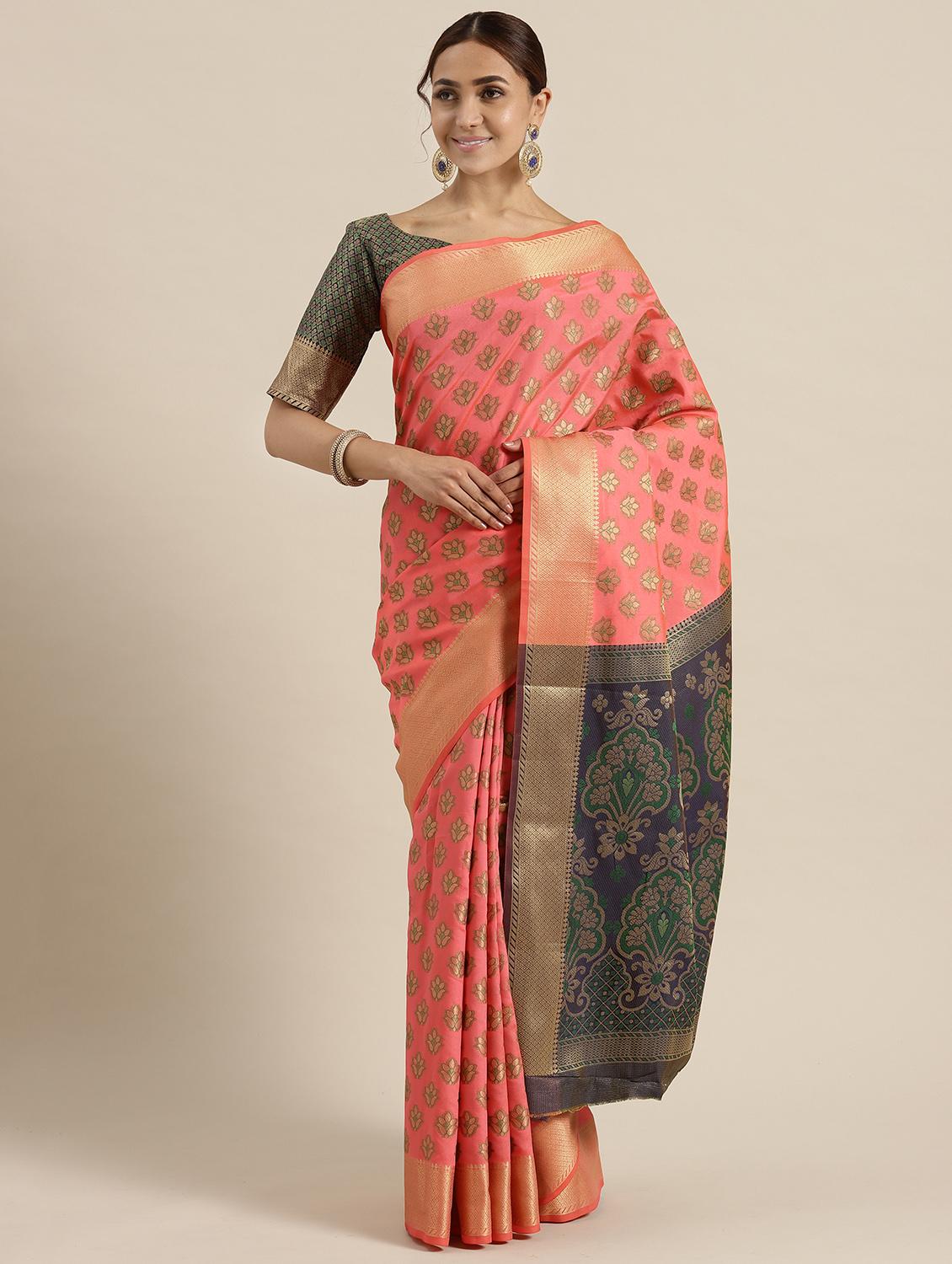 self-design woven saree with blouse - 16643872 - Zoom Image - 1