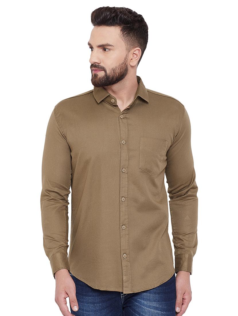 brown solid casual shirt - 16643976 - Zoom Image - 1