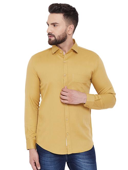 mustard solid casual shirt - 16643981 - Standard Image - 1