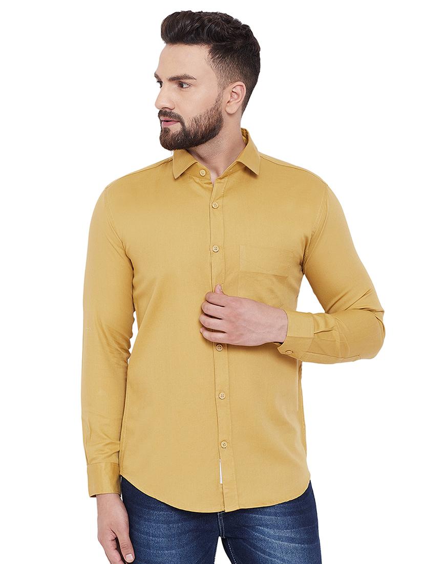 mustard solid casual shirt - 16643981 - Zoom Image - 1