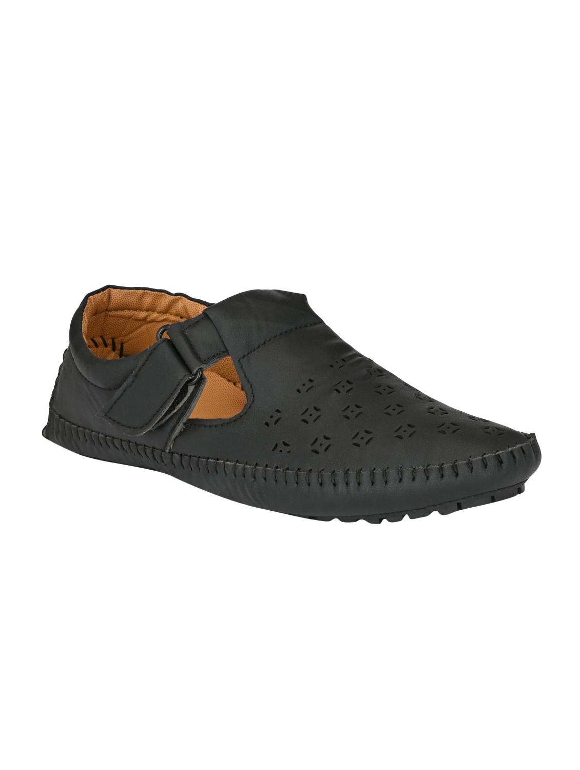 black leatherette slip on sandals - 16644014 - Zoom Image - 1