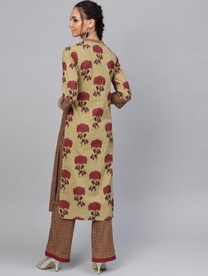 floral printed kurta palazzo set - 16644067 - Standard Image - 3