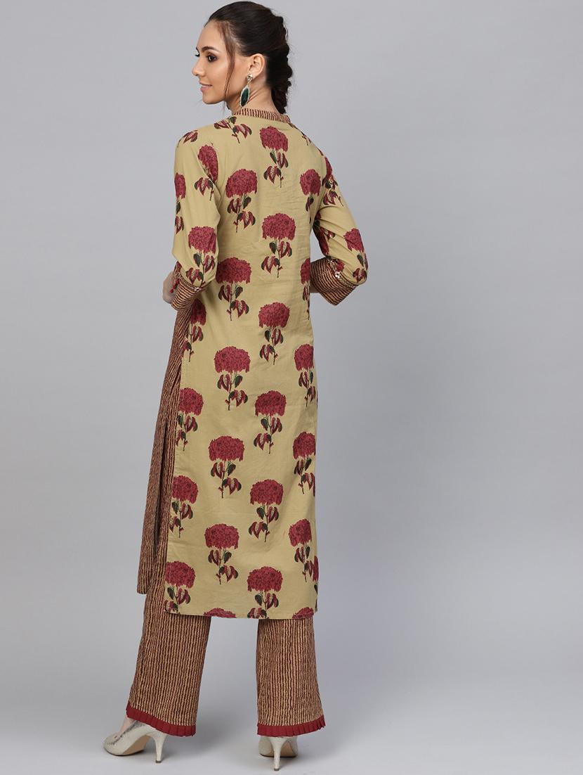 floral printed kurta palazzo set - 16644067 - Zoom Image - 3