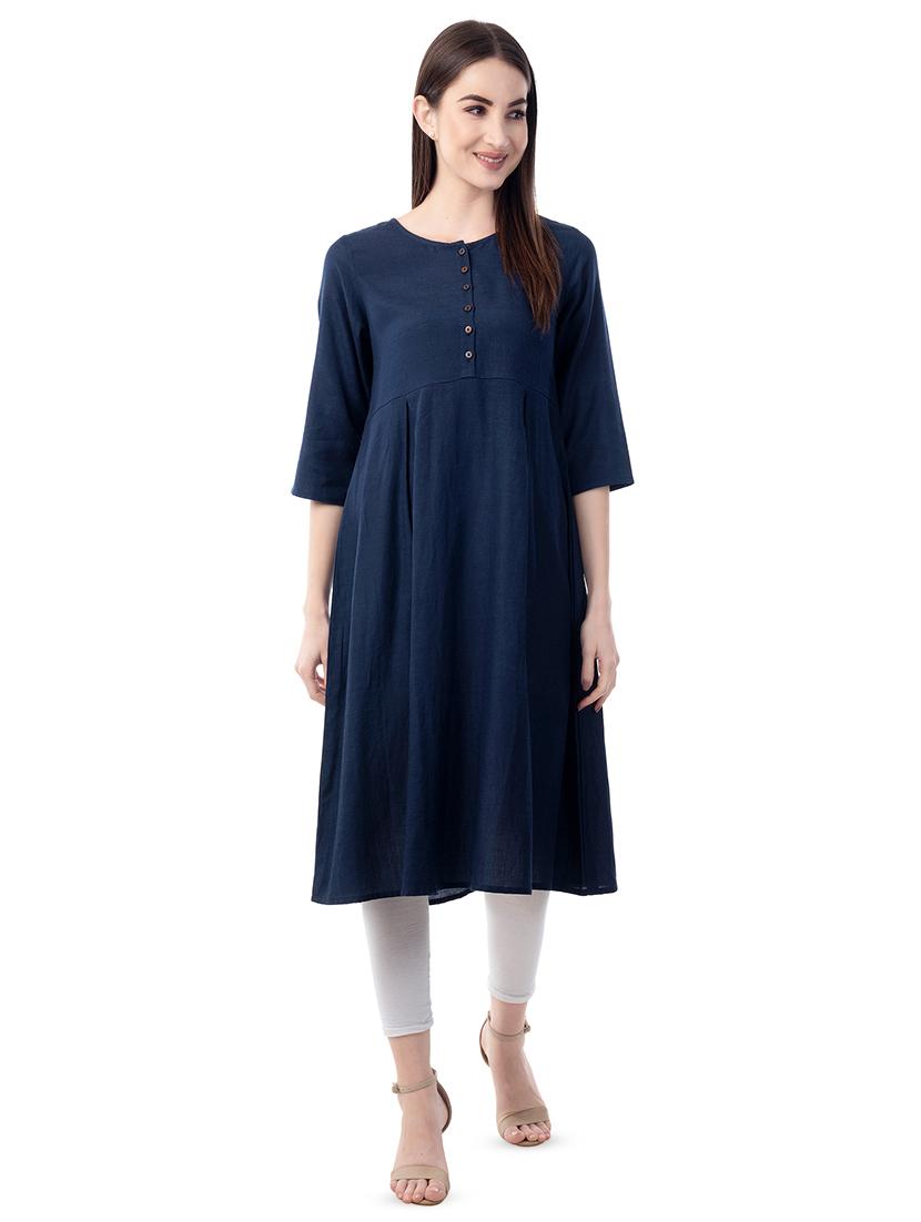 solid flared kurta - 16644159 - Zoom Image - 1