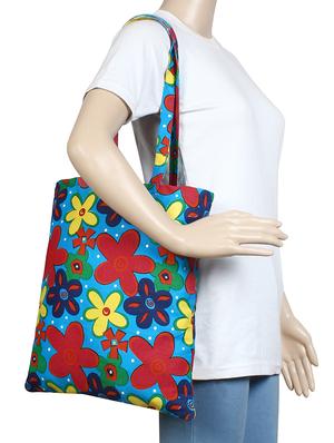 blue canvas printed shopping bag - 16644295 - Standard Image - 5