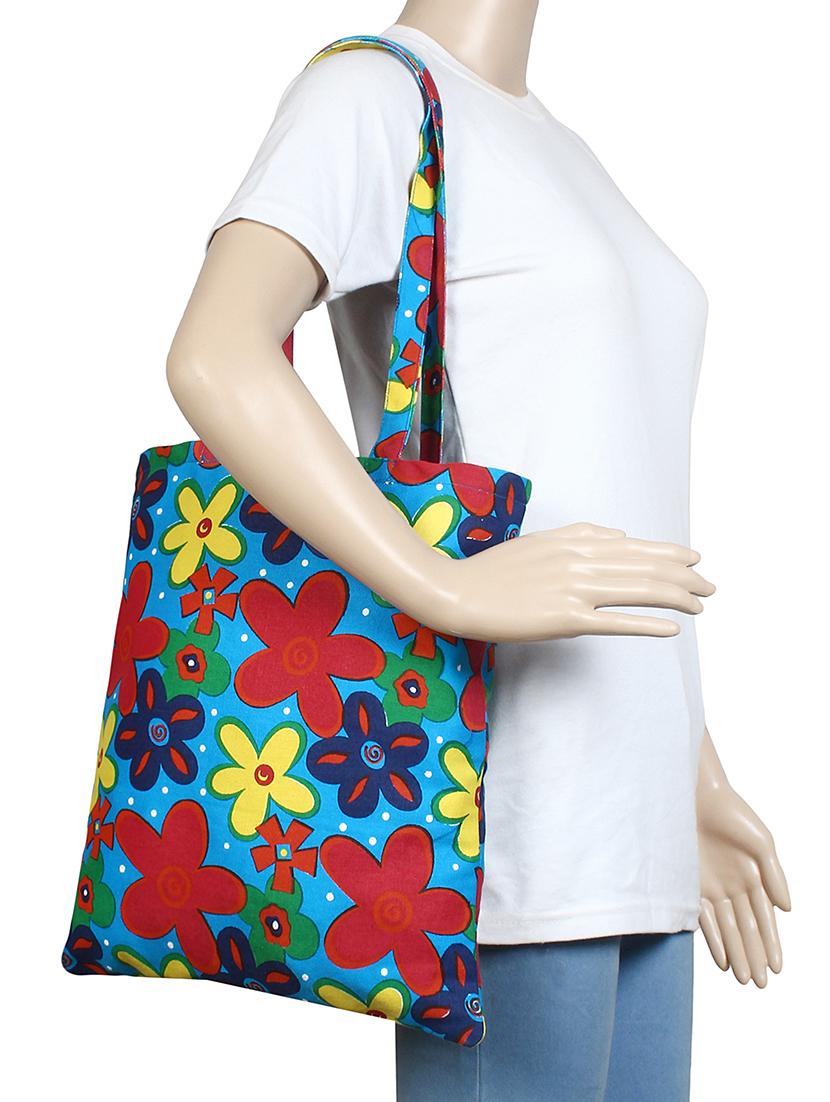 blue canvas printed shopping bag - 16644295 - Zoom Image - 5