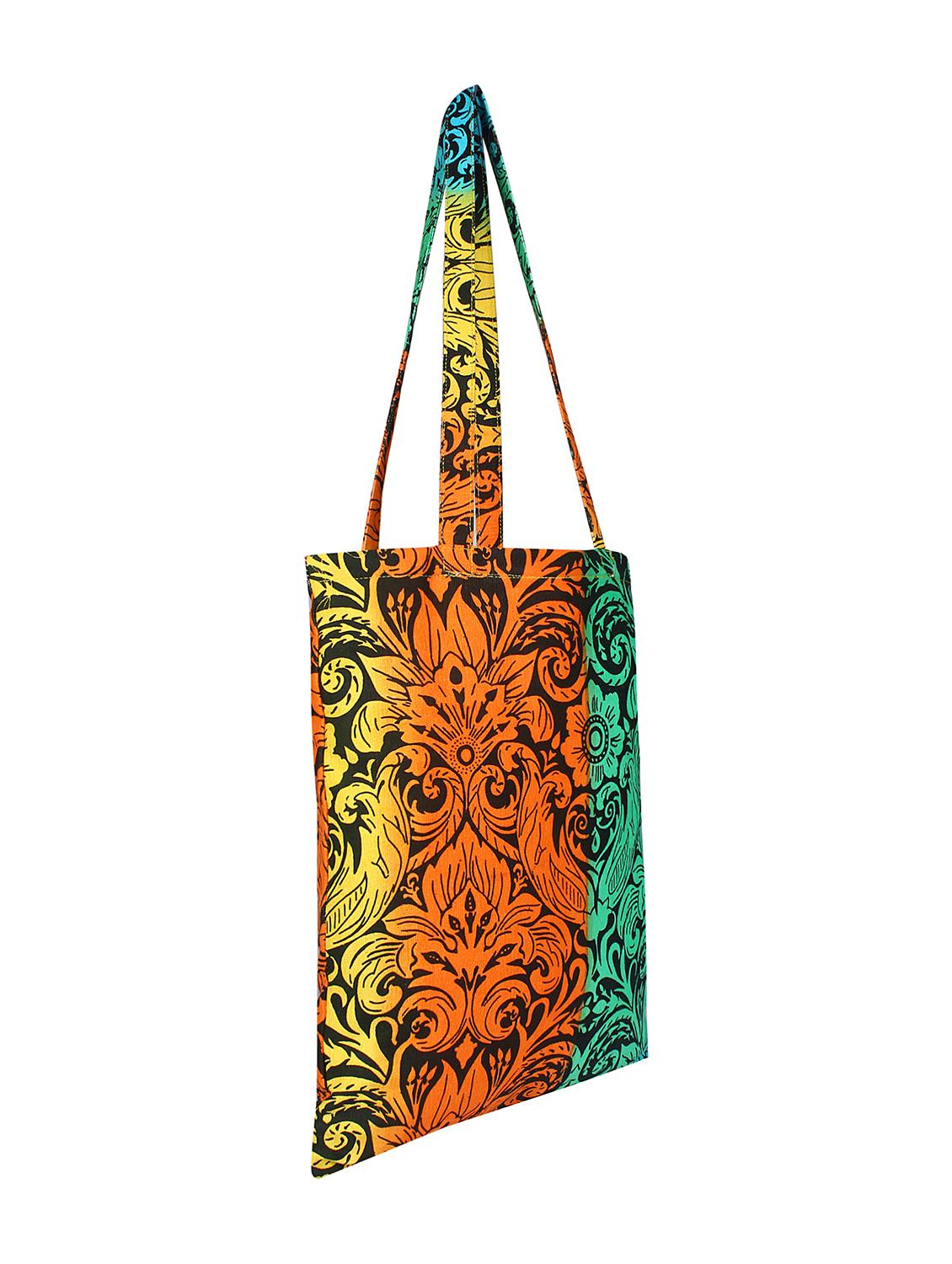 multi colored canvas printed shopping bag - 16644301 - Zoom Image - 4