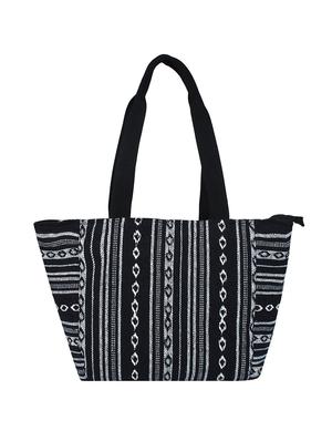 black cotton structured shopping bag - 16644308 - Standard Image - 2