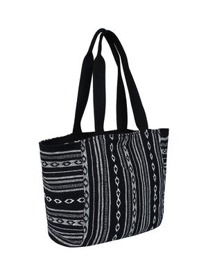 black cotton structured shopping bag - 16644308 - Standard Image - 4