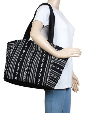 black cotton structured shopping bag - 16644308 - Standard Image - 5