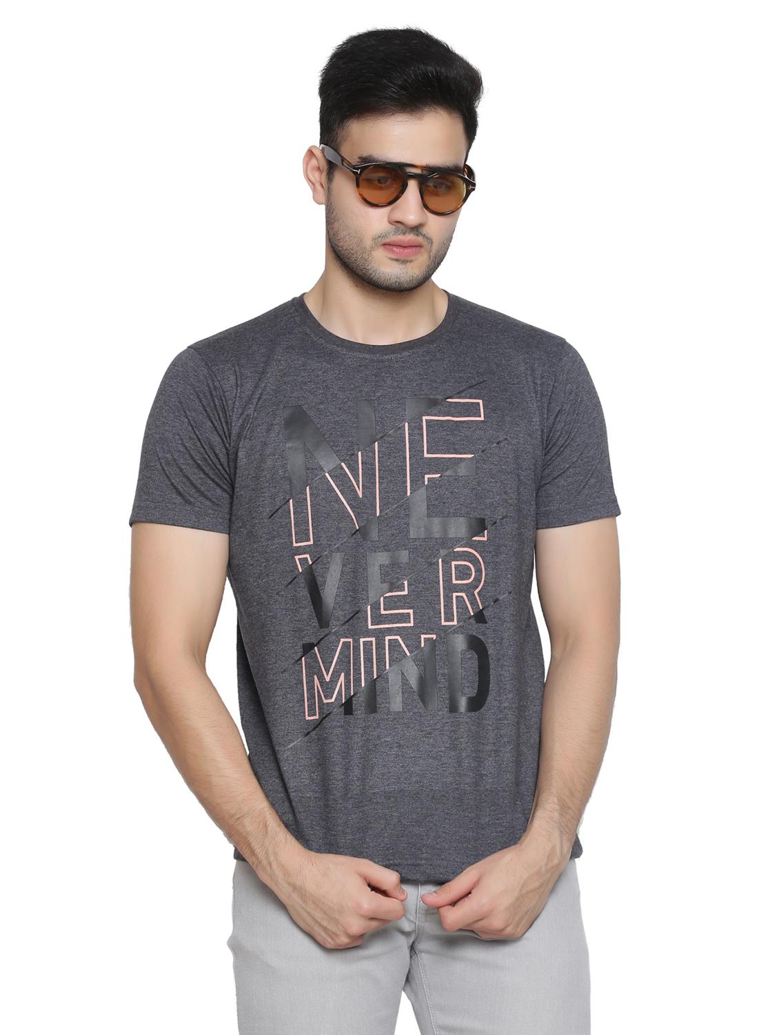 grey typographic chest print t-shirt - 16644709 - Zoom Image - 1