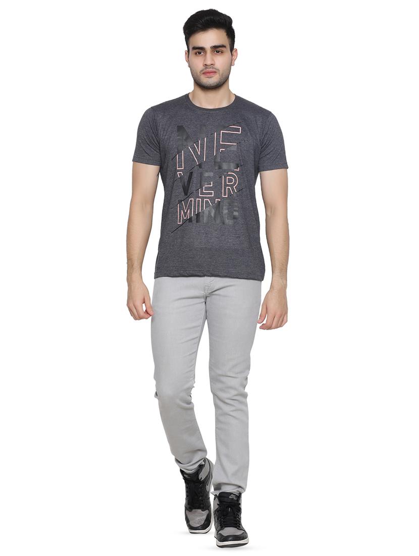 grey typographic chest print t-shirt - 16644709 - Zoom Image - 4