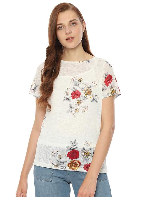 round neck floral top - 16644801 - Very Small Image - 1