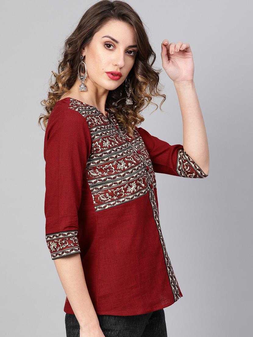 notch neck printed top - 16645022 - Zoom Image - 3