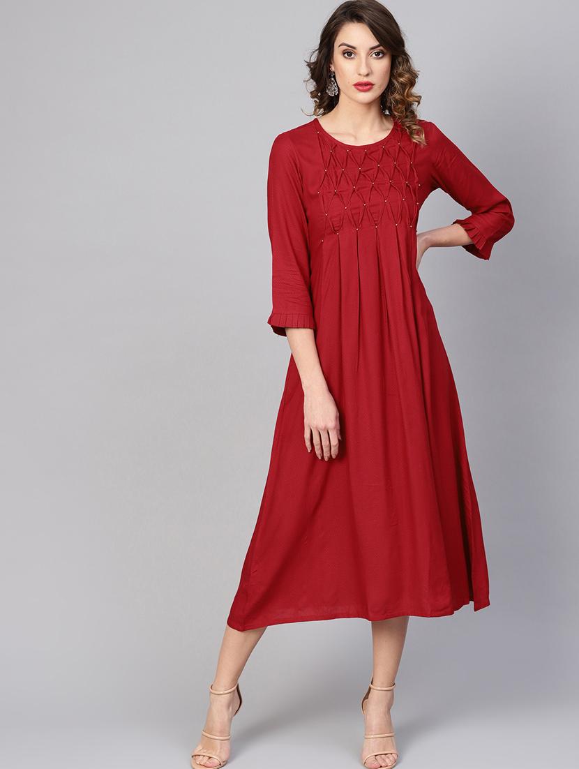 pintucks solid a-line dress - 16645240 - Zoom Image - 2