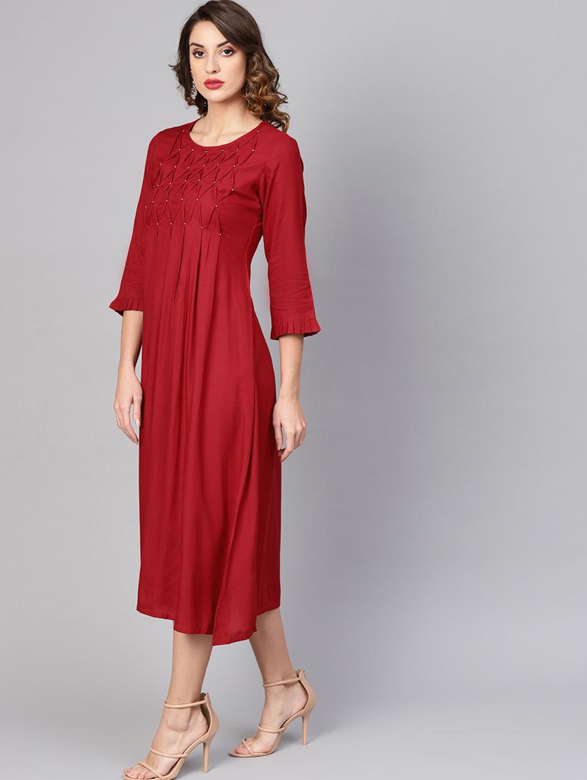 pintucks solid a-line dress - 16645240 - Zoom Image - 3