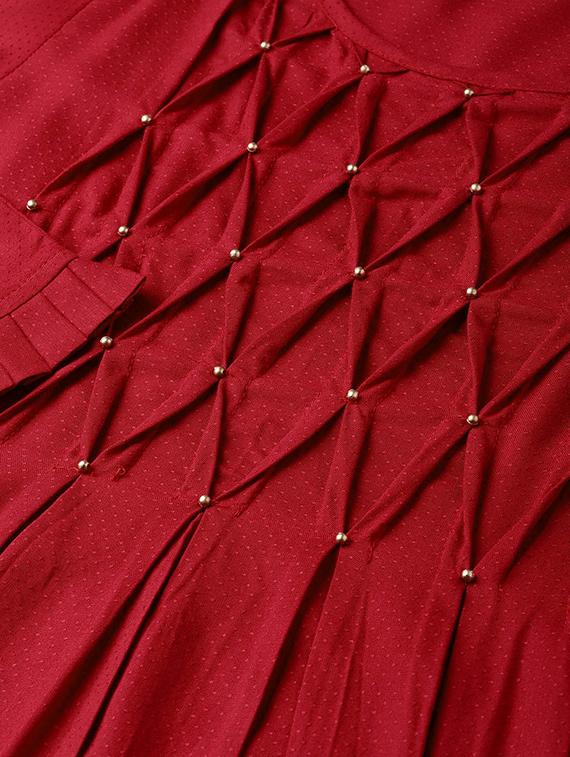 pintucks solid a-line dress - 16645240 - Zoom Image - 5