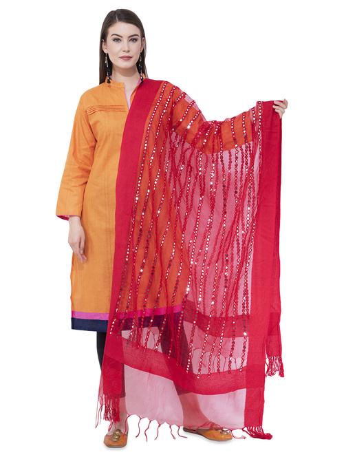 red gota work dupatta - 16645551 - Standard Image - 1