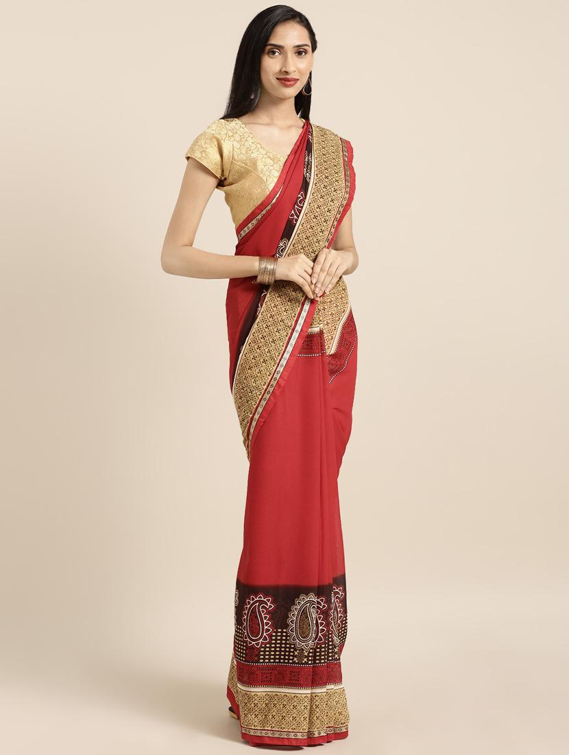 paisley printed saree with blouse - 16645630 - Zoom Image - 1